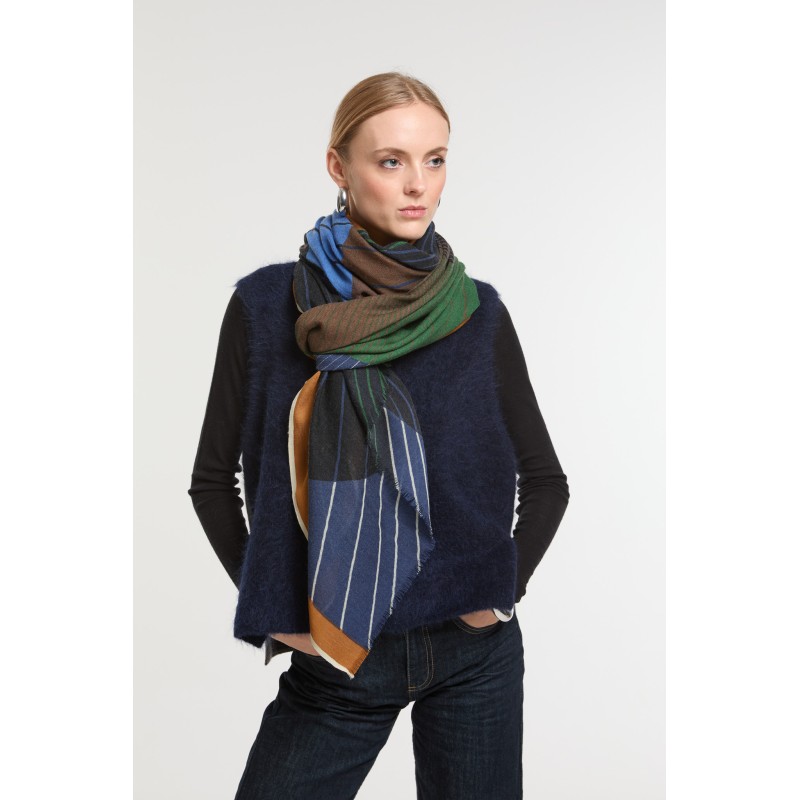 Foulard  Astre Bleu Vert