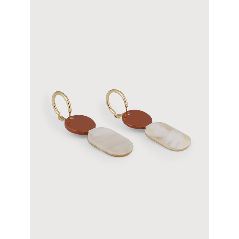 Mini Créoles Totem en corne blonde et laque Bordeaux