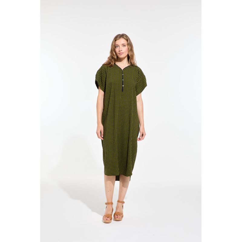 Navy Khaki Noto Freesia Dress