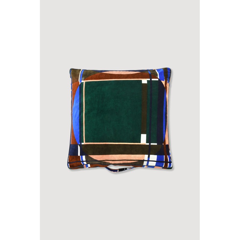 Housse de Coussin de Sol Theorie Vert Brun 80/80/12cm