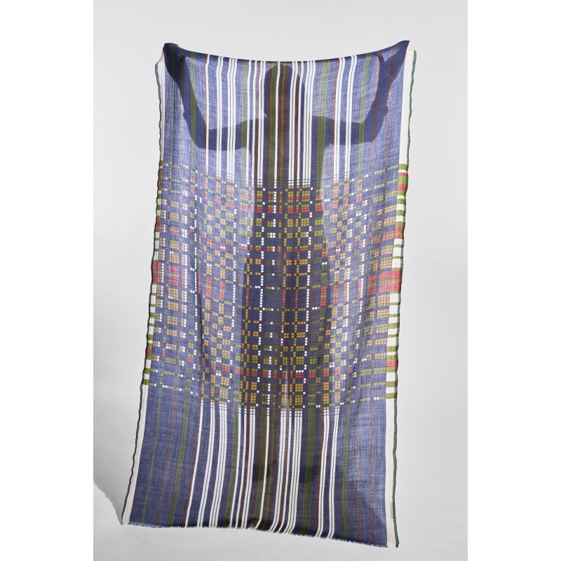 Foulard Sequence Gris Bleu