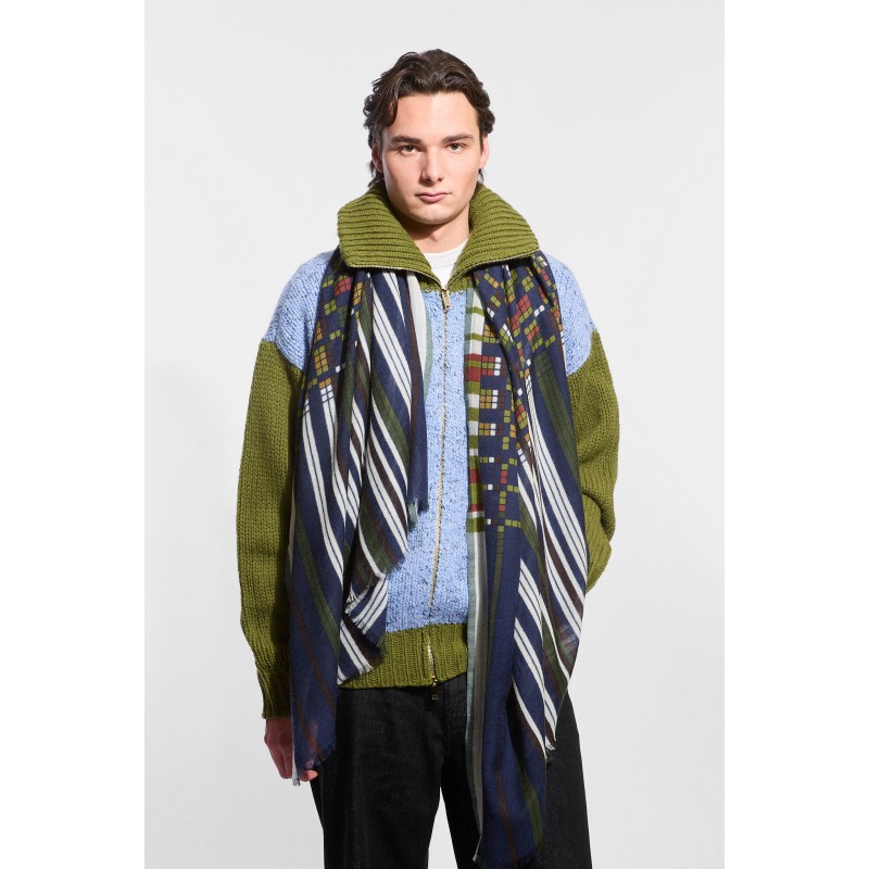 Foulard Sequence Gris Bleu