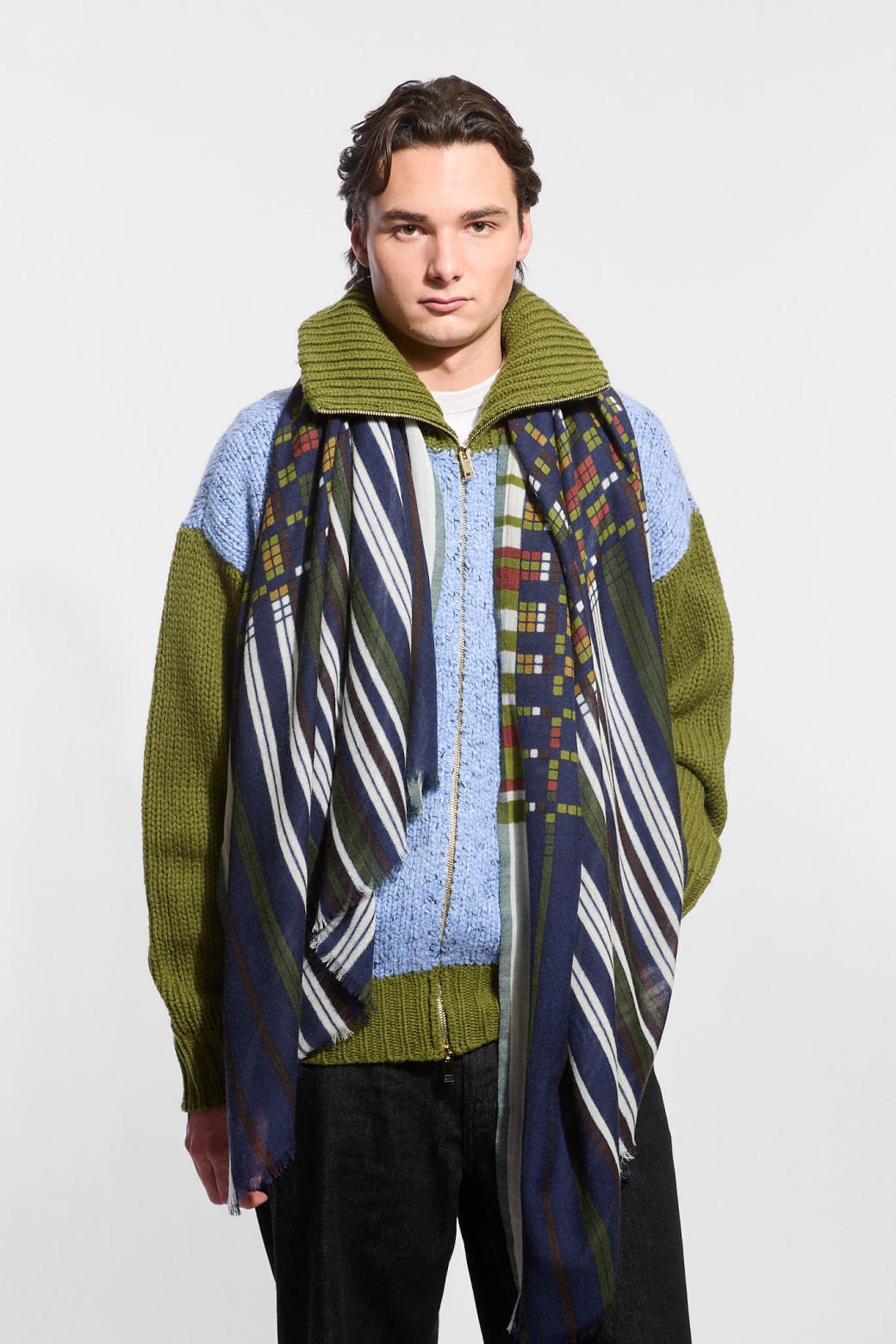 Foulard Sequence Gris Bleu