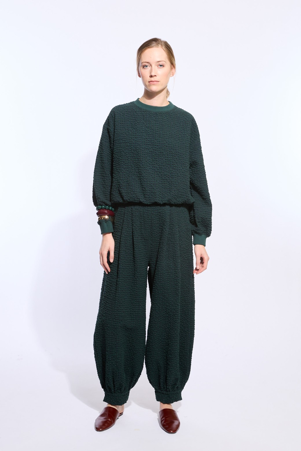 Veloute Dark Green Penny Pants