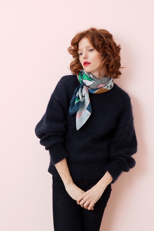 FOULARD BIANCA ROSE ET VERT