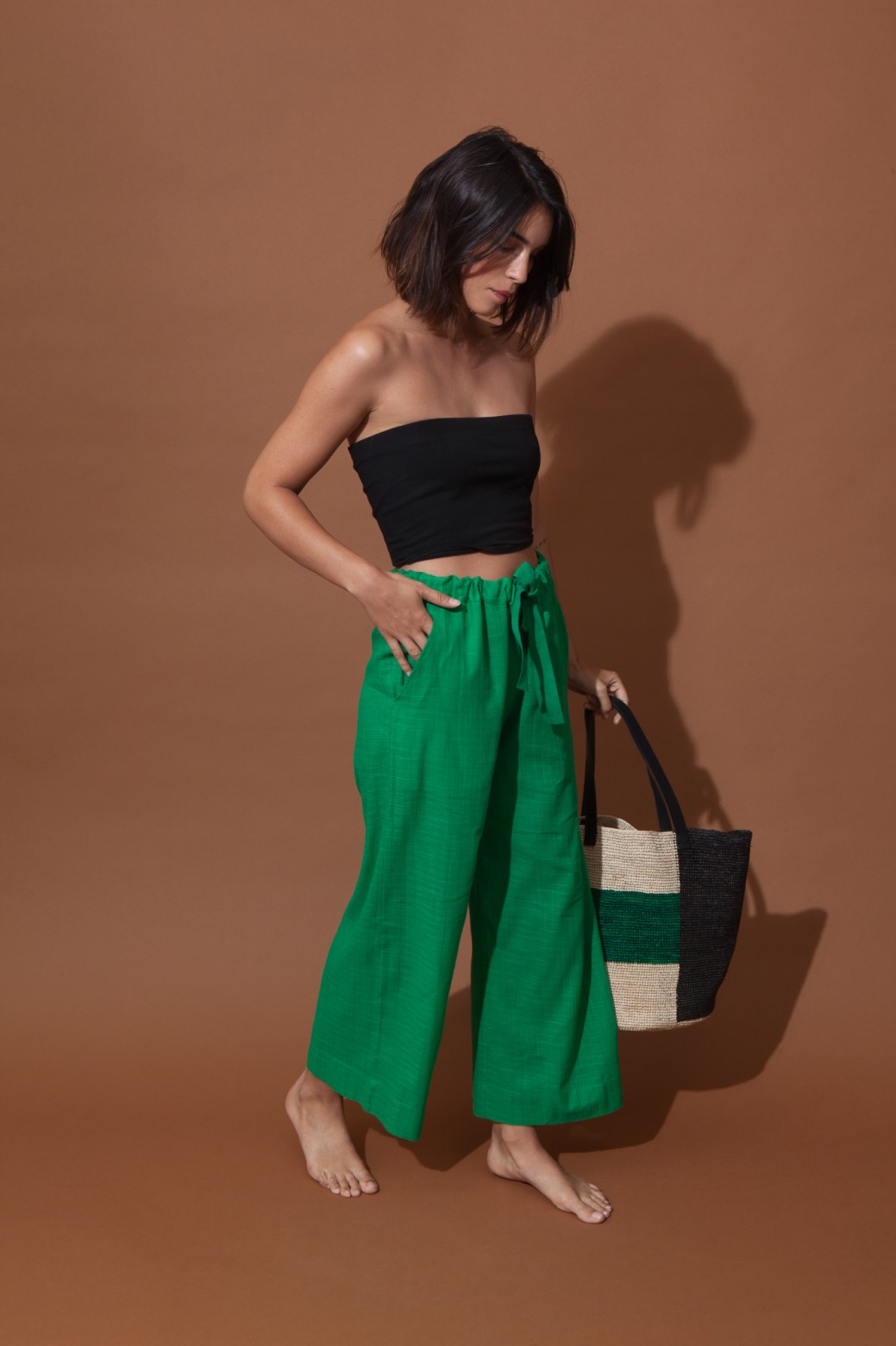 Pantalons COMORE Uni Vert Pantalons COMORE Uni Vert
