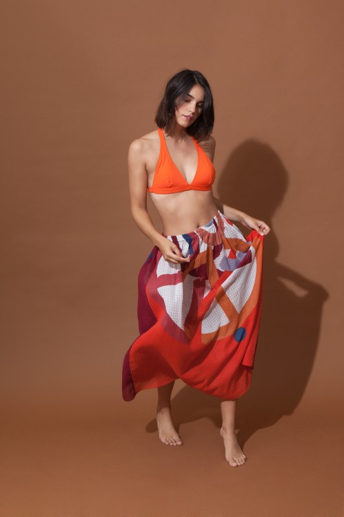 Jupe ICONE MAPOESIE Orange Pourpre