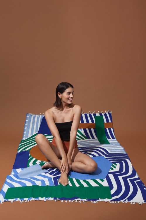 Fouta ODYSSEY MAPOESIE Ocre Bleu