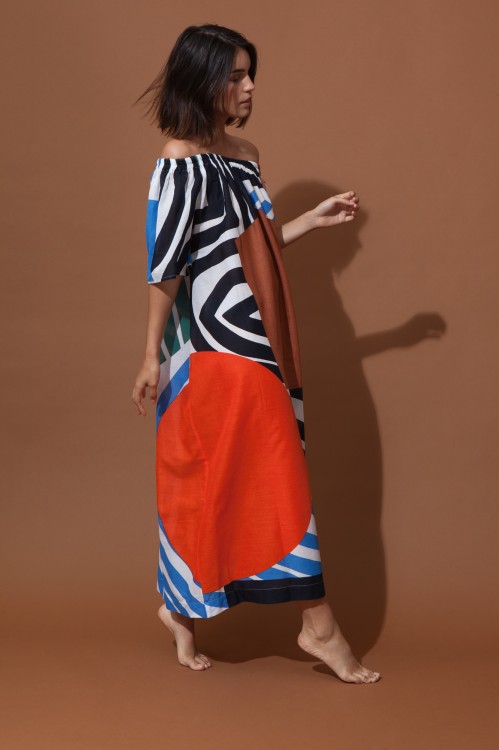 PALAO ODYSSEY ORANGE BLUE DRESS