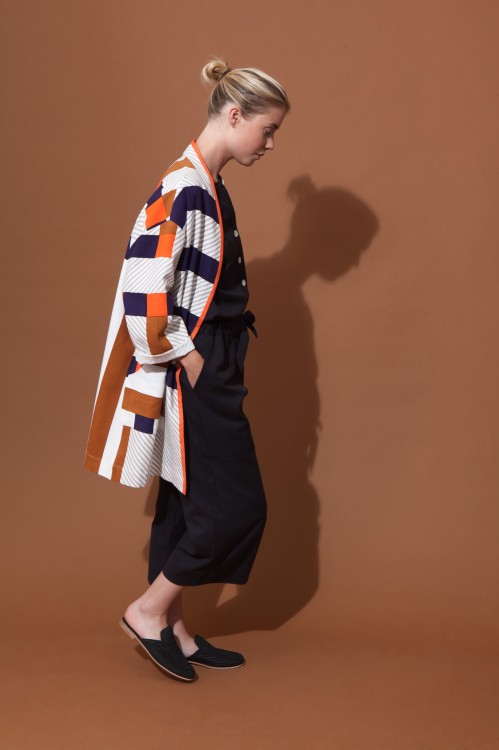 SKY BOLERO KHAKI NAVY KIMONO