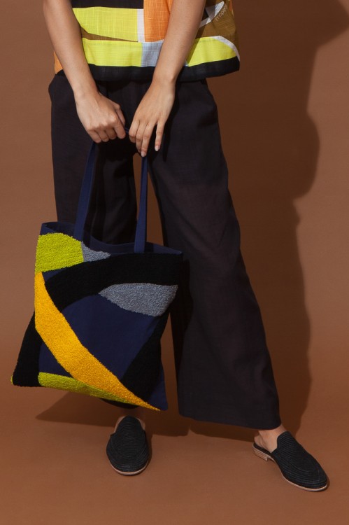 Tote bag PRELUDE Jaune Noir