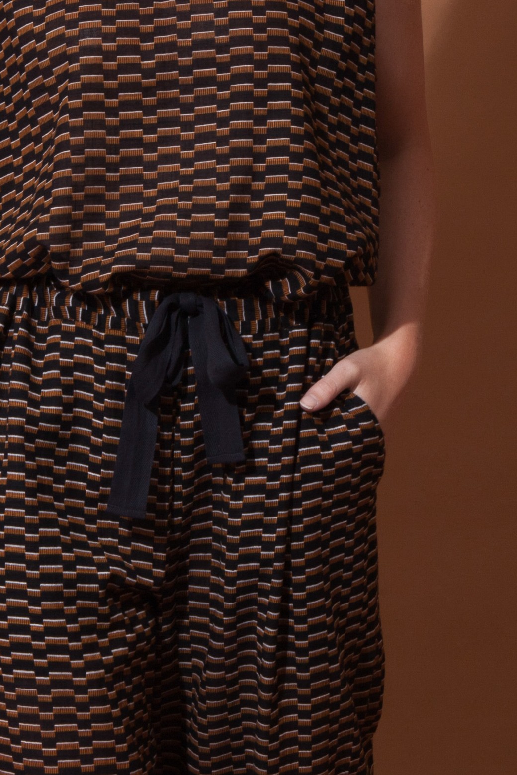 Pantalons COMORE All Over Noir Caramel Pantalons COMORE All Over Noir Caramel