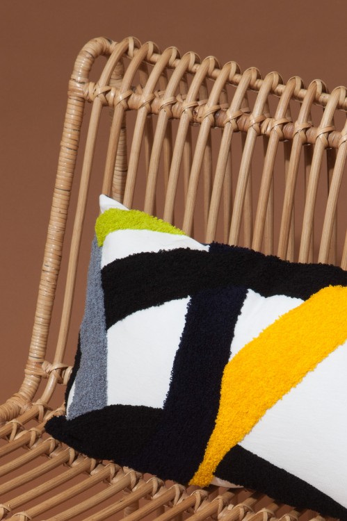 Housse de coussin PRELUDE Jaune Noir