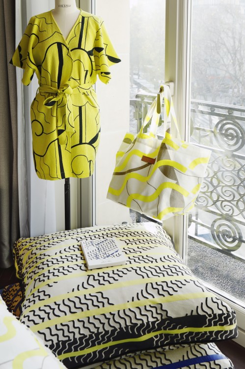 HOUSSE DE COUSSIN DE SOL VAGUES LIME MAPOÉSIE x JEAN VIER