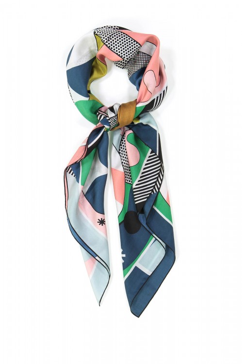 FOULARD BIANCA ROSE ET VERT