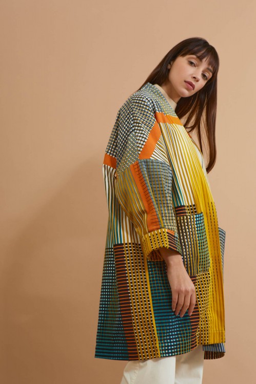 Manteau imprimé Aurore Soufre