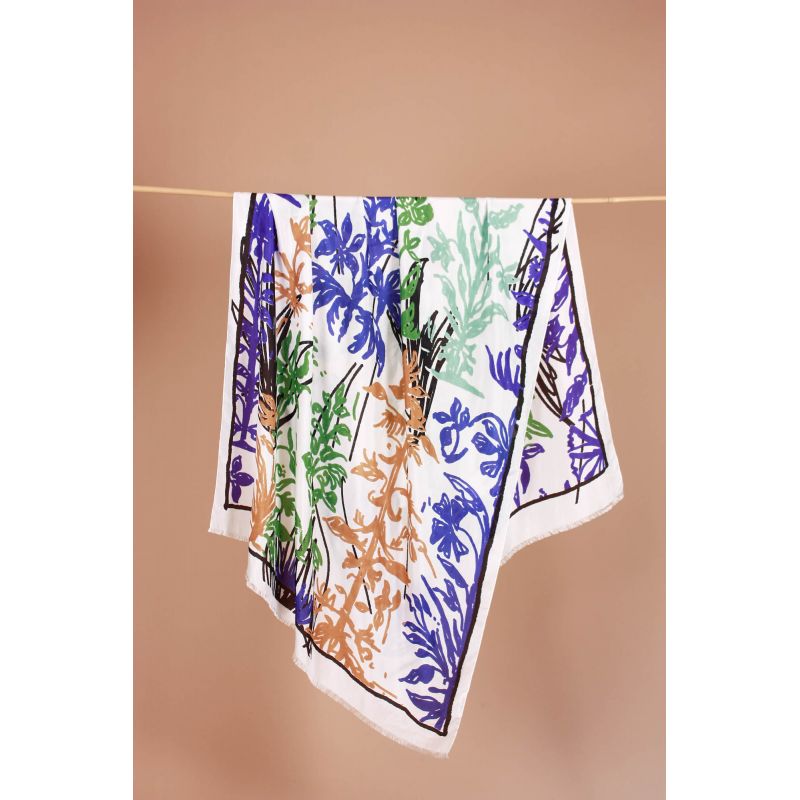 Foulard Herbier Bleu Vert