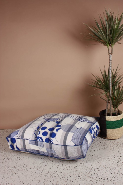 Miroir Blue Floor Cushion Cover