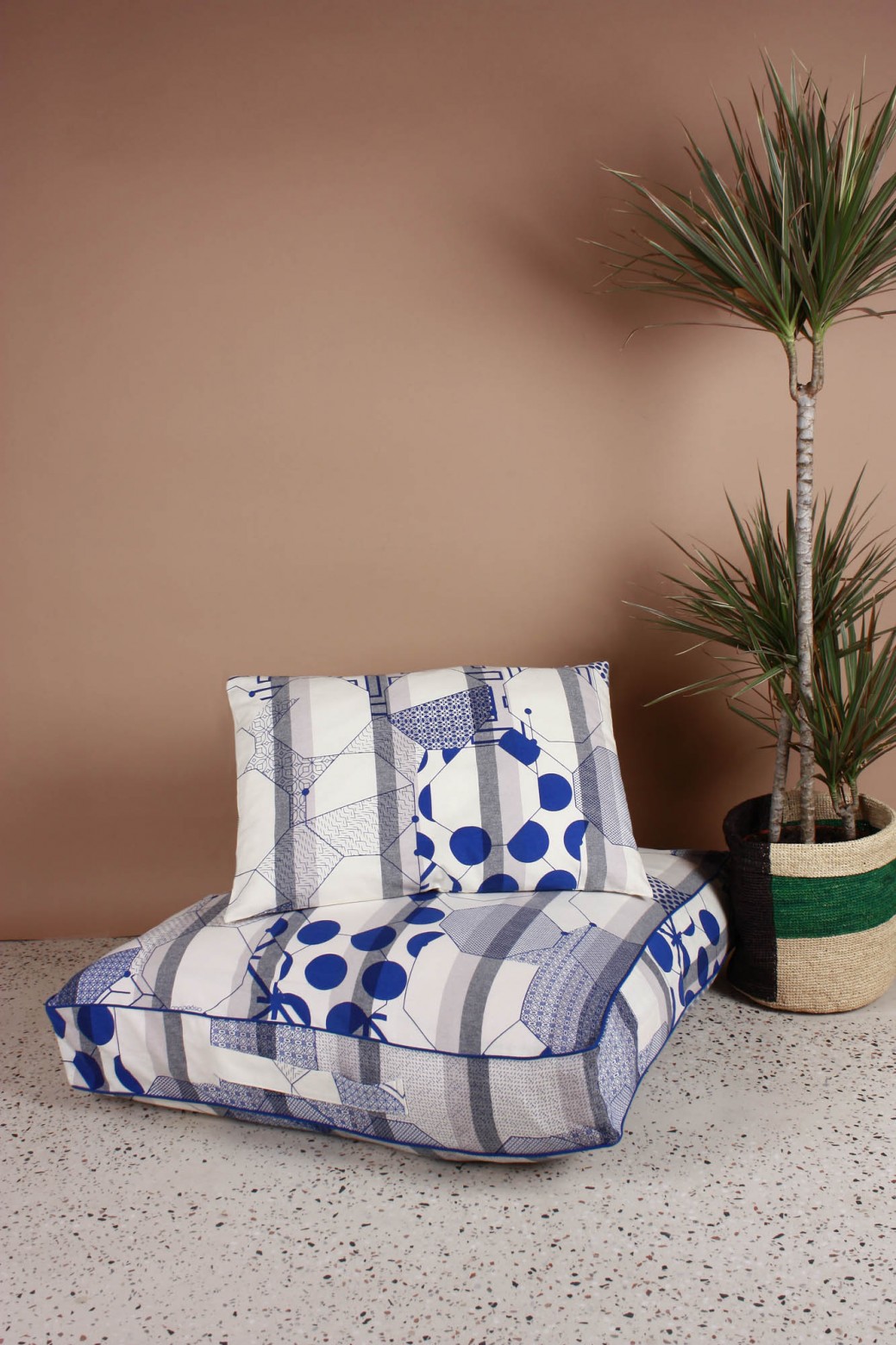 Miroir Blue Floor Cushion Cover Miroir Blue Floor Cushion Cover
