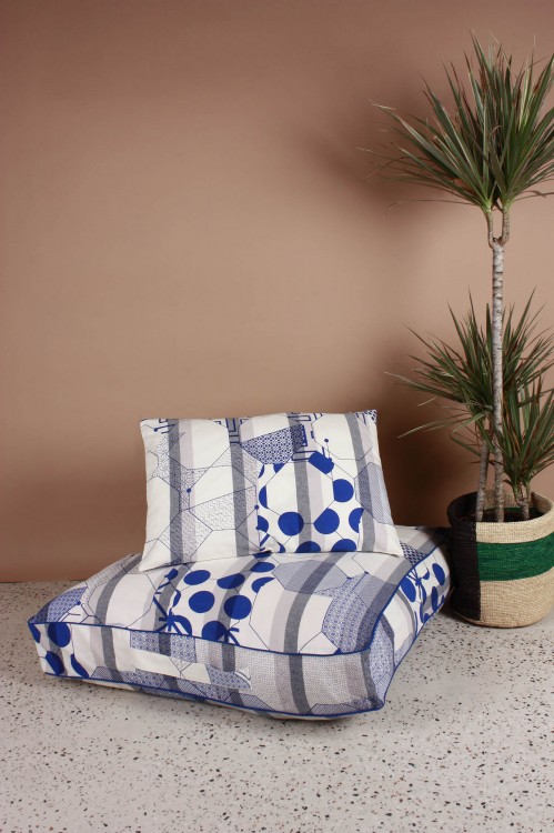 Miroir Blue Floor Cushion Cover