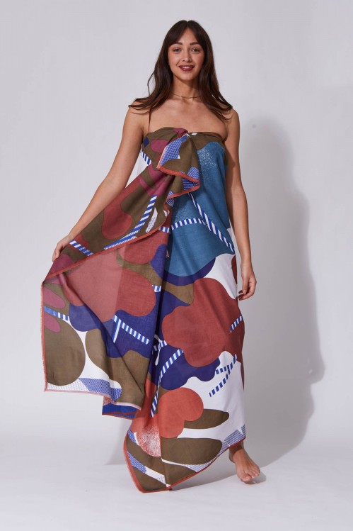 Foulard Flore Brun