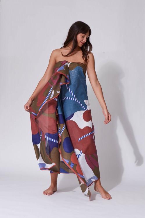 Foulard Flore Brun