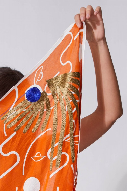 Foulard Herbes Folles Orange