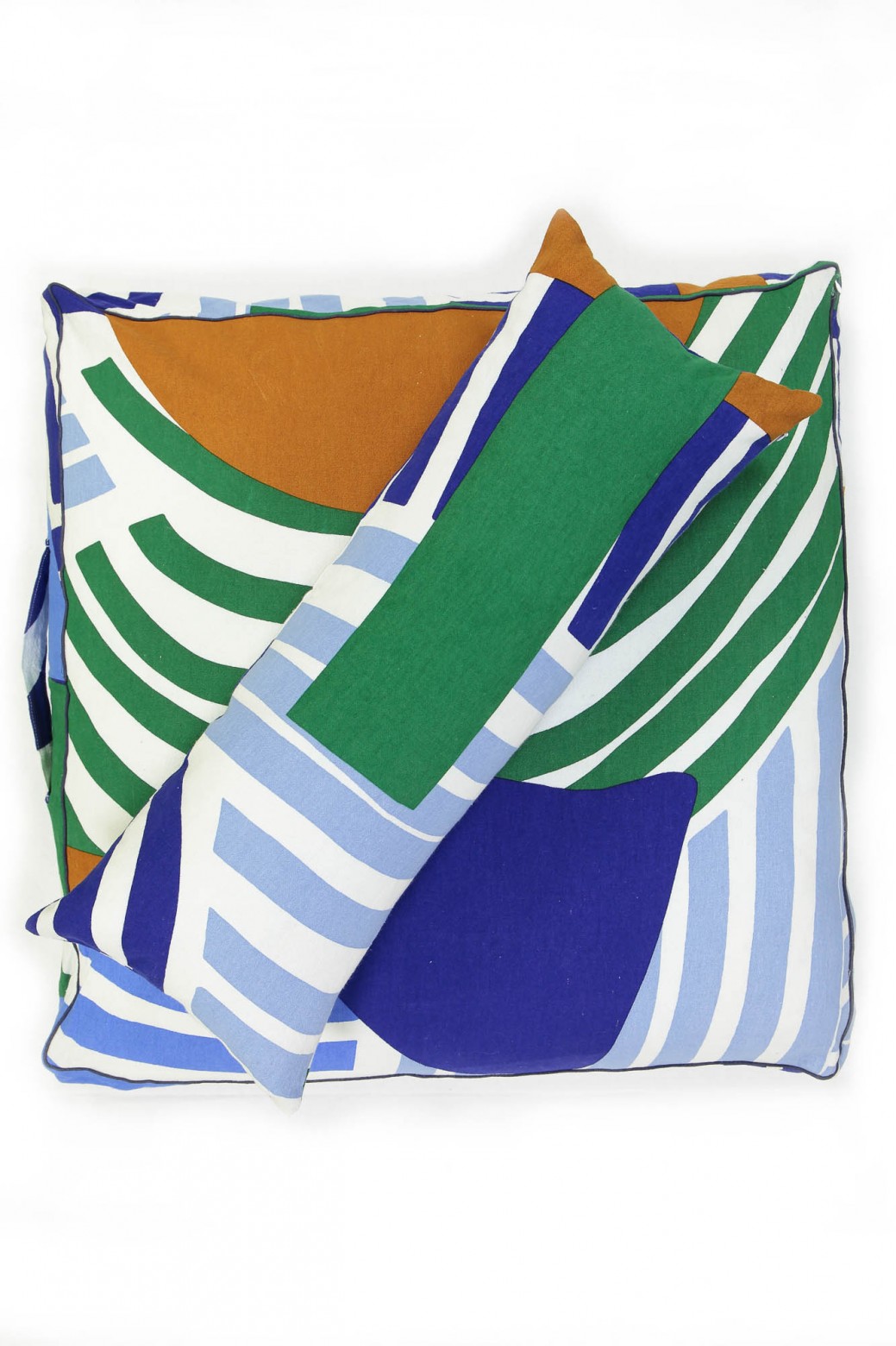 ODYSSEY OCHER BLUE FLOOR CUSHION ODYSSEY OCHER BLUE FLOOR CUSHION